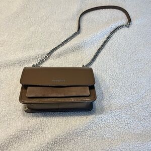 Michael Kors Taupe Leather Chain Strap Crossbody